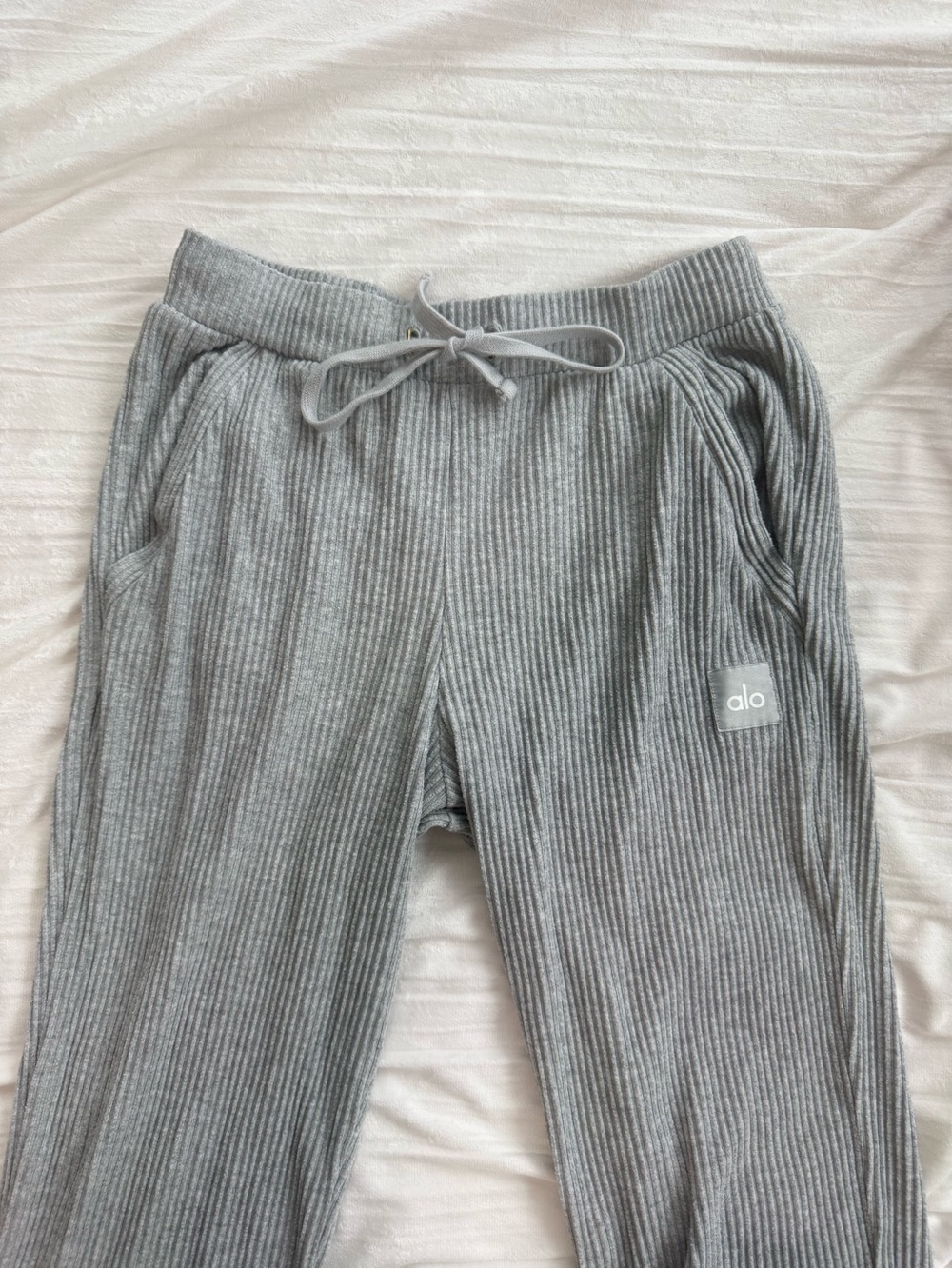 Alo Grey Ribbed Sweat Set - Picture 2 of 4